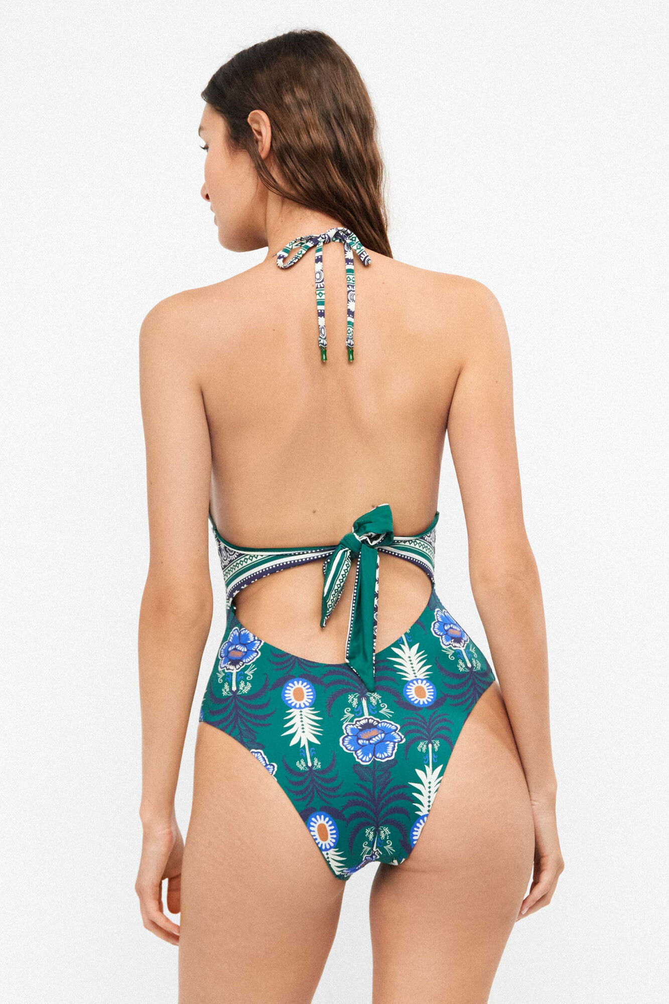 Gisela Fato de banho halter sem aro estampado