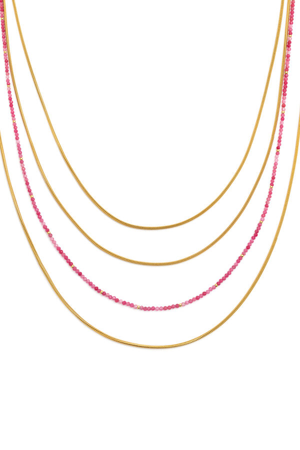 Singularu Colar Cleopatra Pink A&ccedil;o Banho Ouro estampado