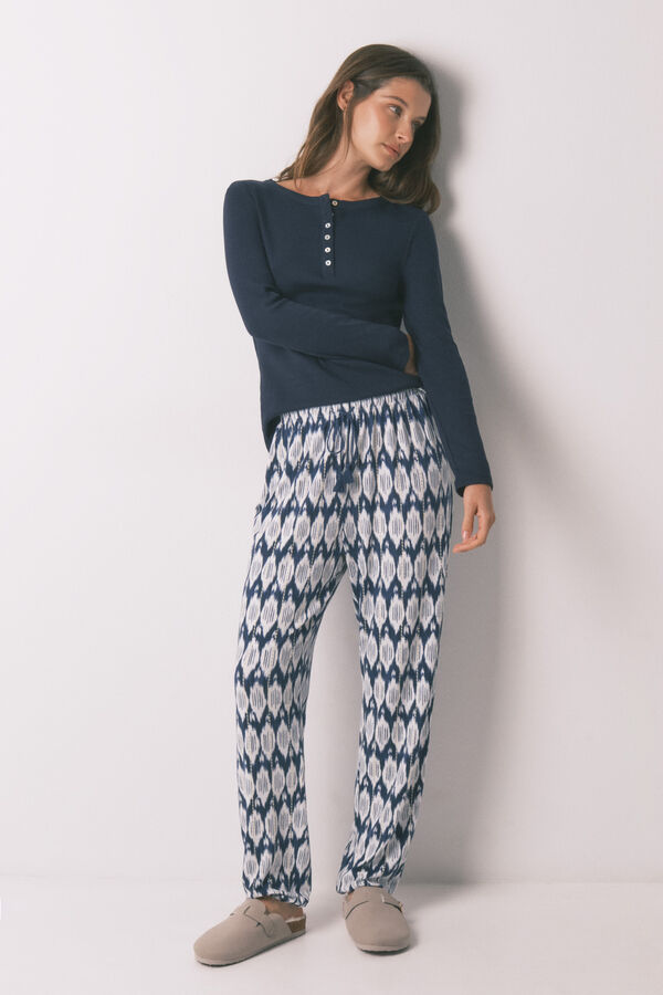 Women'secret Cal&ccedil;as compridas estampada boho azul