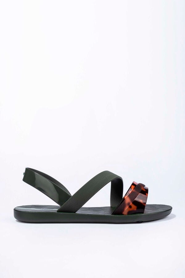 Ipanema Sand&aacute;lia de tiras assim&eacute;tricas com estampado animal verde