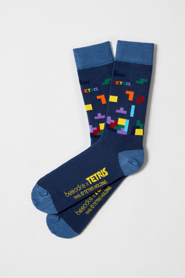 Besocks Calcetines altos Besocks de TETRIS de algod&oacute;n org&aacute;nico color azul blue