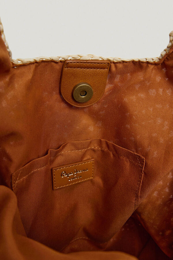 Pepe Jeans Bolso tote de rafia con rayas estampado