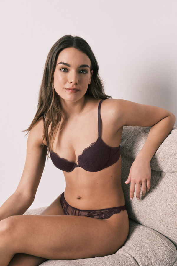 Women'secret Soutien cl&aacute;ssico com enchimento em renda roxo BEAUTIFUL rosa