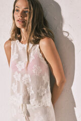 Women'secret T-shirt top em crochet bege bege