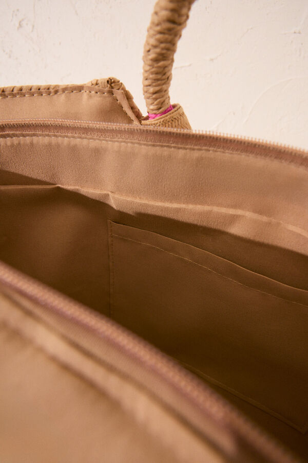 Women'secret Bolso capazo rosa rafia nude