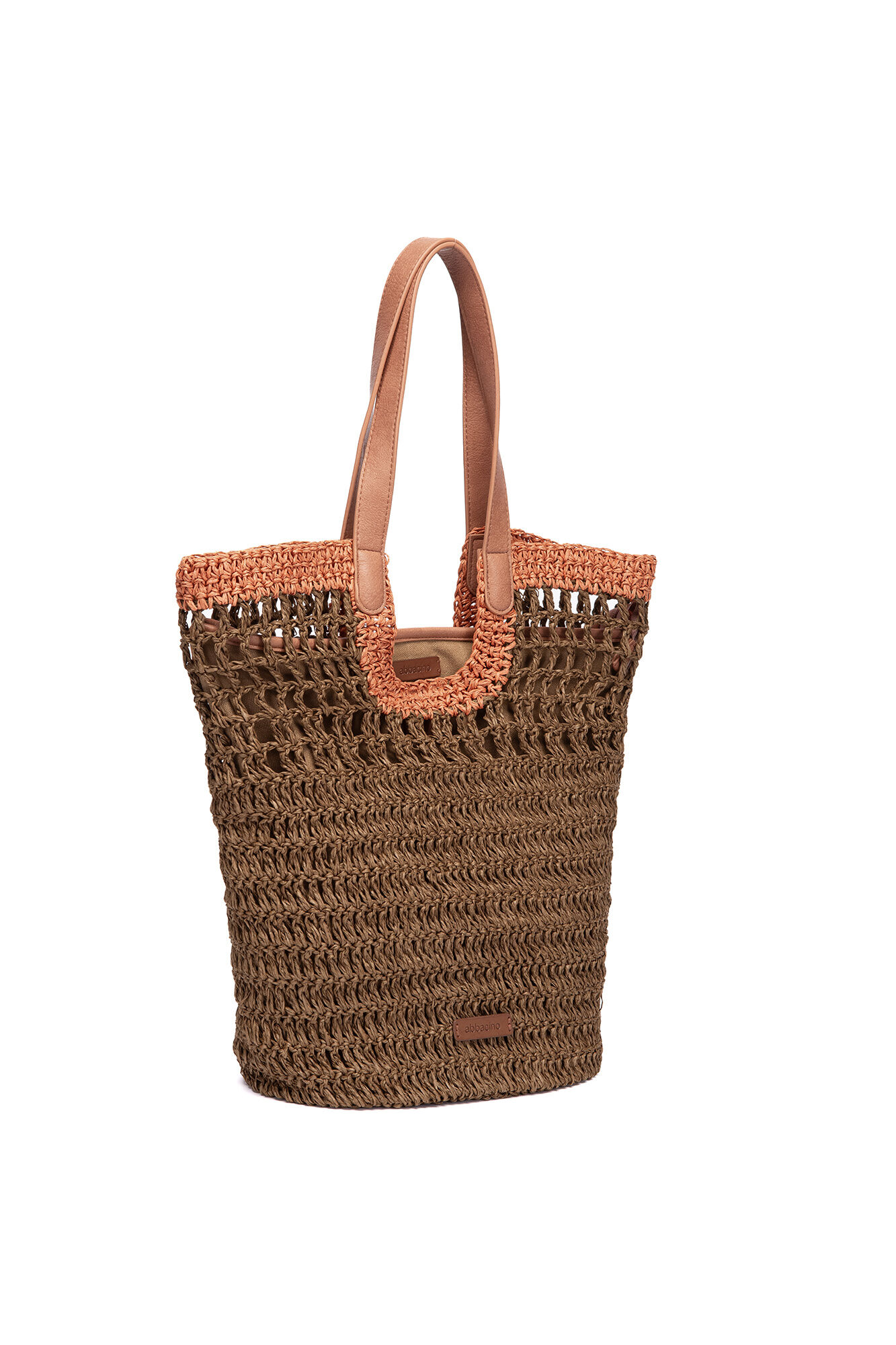 Abbacino  Cesto de r&aacute;fia castanho