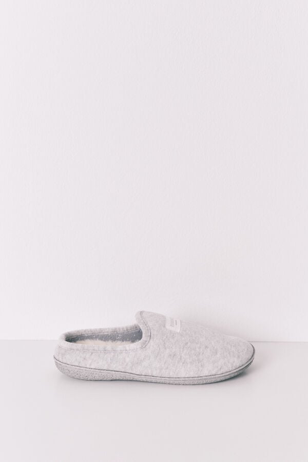 Women'secret Chinelos de quarto de velour cinza cinzento