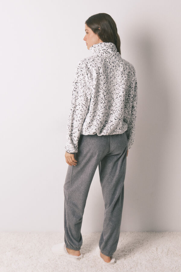 Women'secret Pijama comprido longo com estampa animal polar cinzento