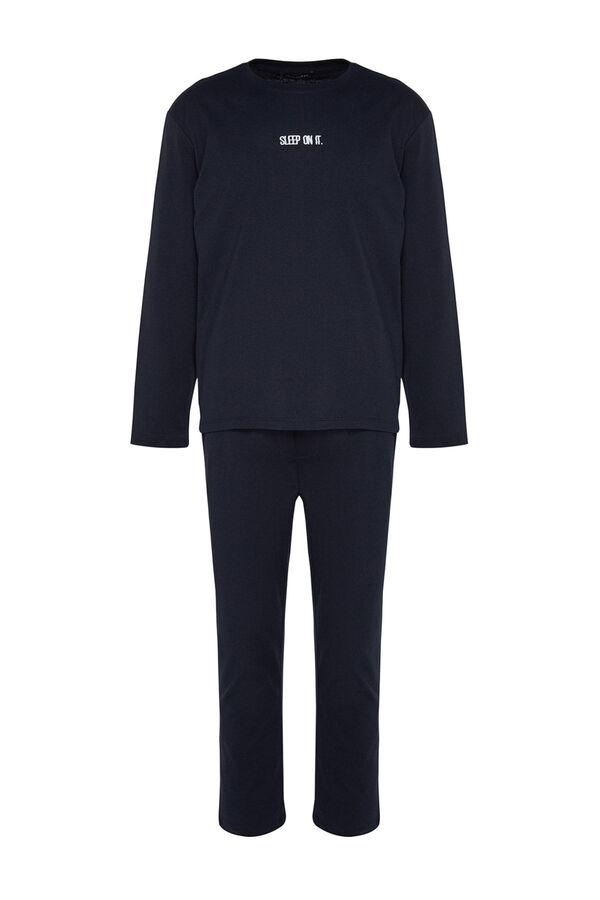 Trendyol Conjunto de pijama azul marinho estampado regular fit  azul