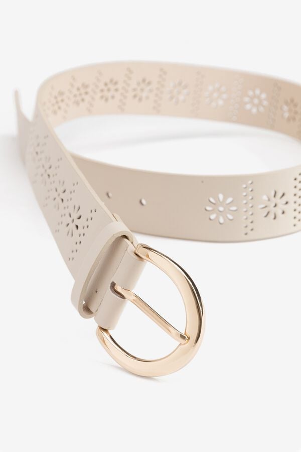 Vilanova Cinto com efeito de pele perfurada bege