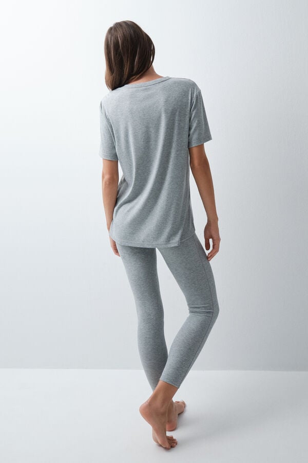 Women'secret Pijama comprido T-shirt legging cinzento cinzento