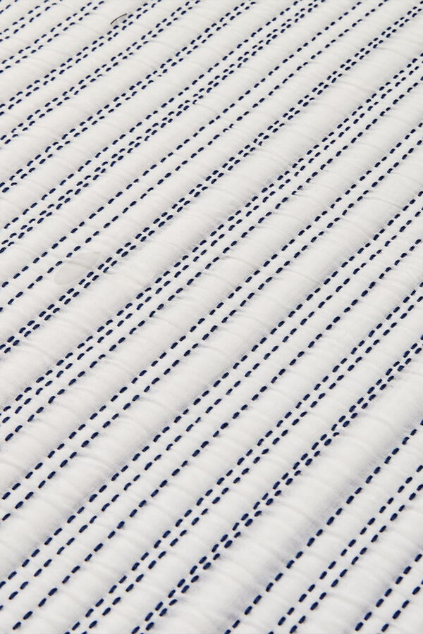 Textura Edredom liso reversível com costura azul