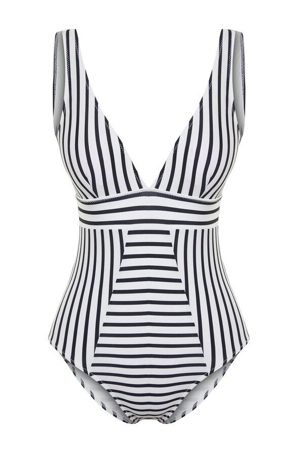 Trendyol Fato de banho de riscas decote em V preto