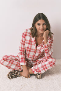 Women'secret Pijama estilo camisa 100% algodão xadrez vermelho Mafalda