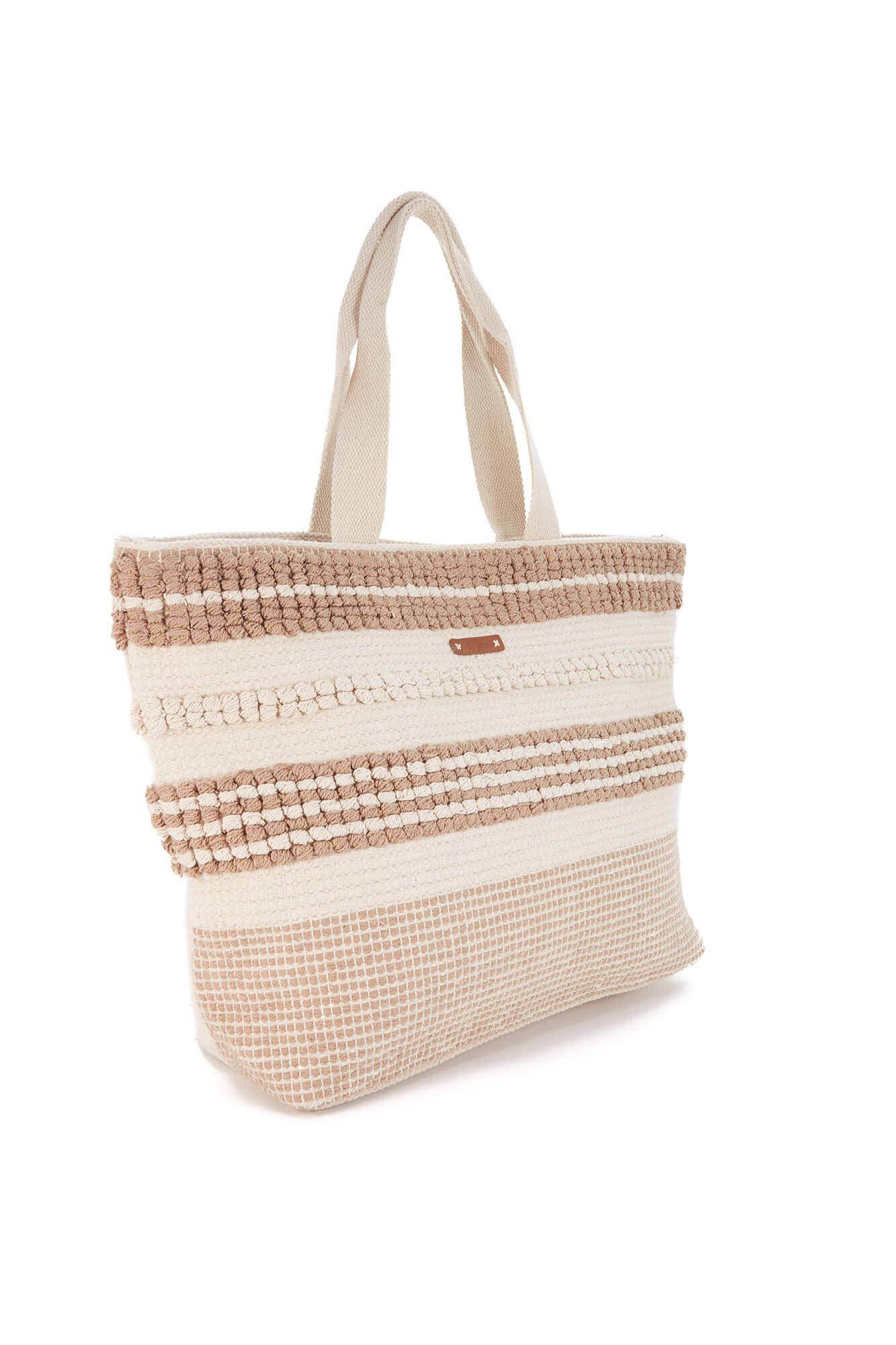 Abbacino  Cesto de praia bordado bege