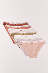 Women'secret Pack 7 cuecas cl&aacute;ssicas em algod&atilde;o lisas de renda multicolour