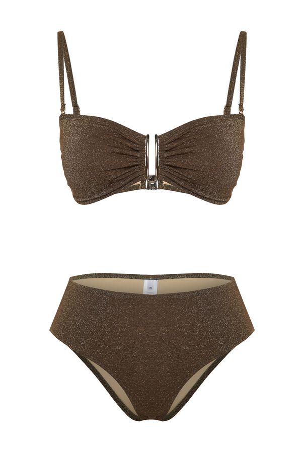 Trendyol Biqu&iacute;ni reto com detalhe prateado cru