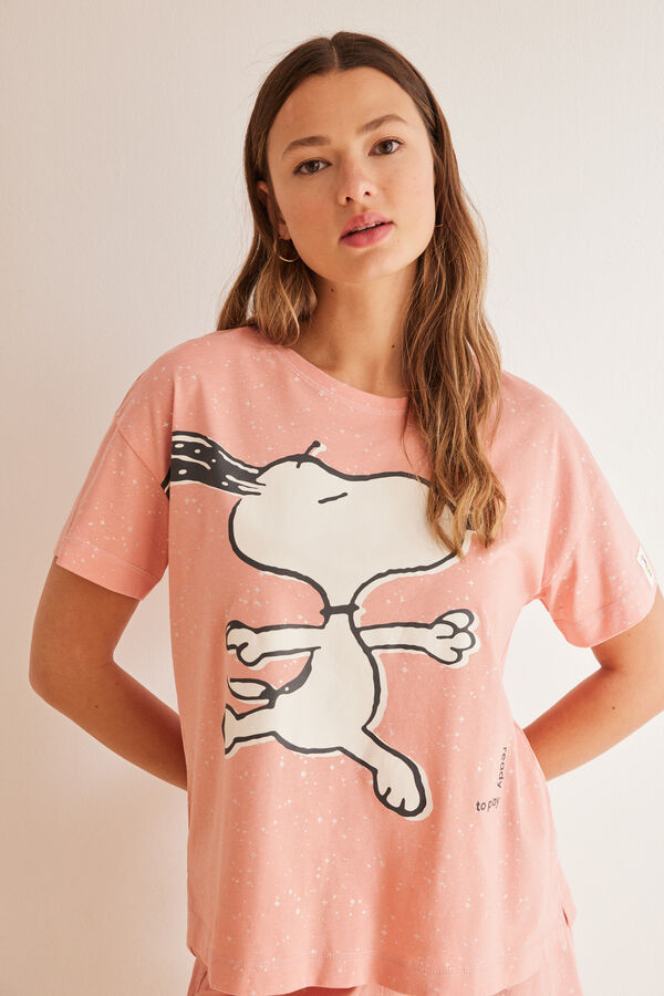 Womensecret Pijama corto 100% algodón rosa Snoopy rosa