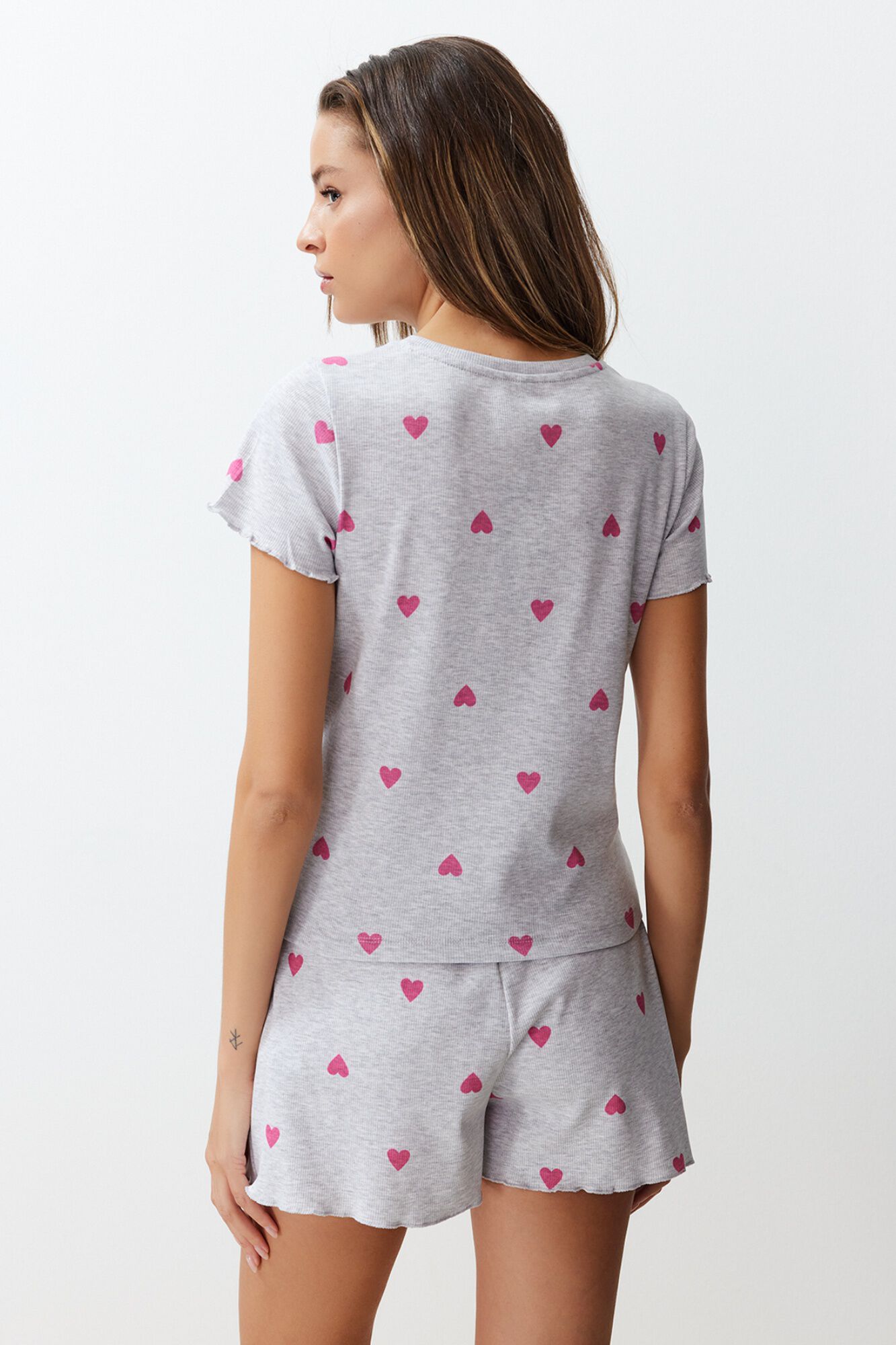 Trendyol Conjunto de pijama curto cora&ccedil;&otilde;es