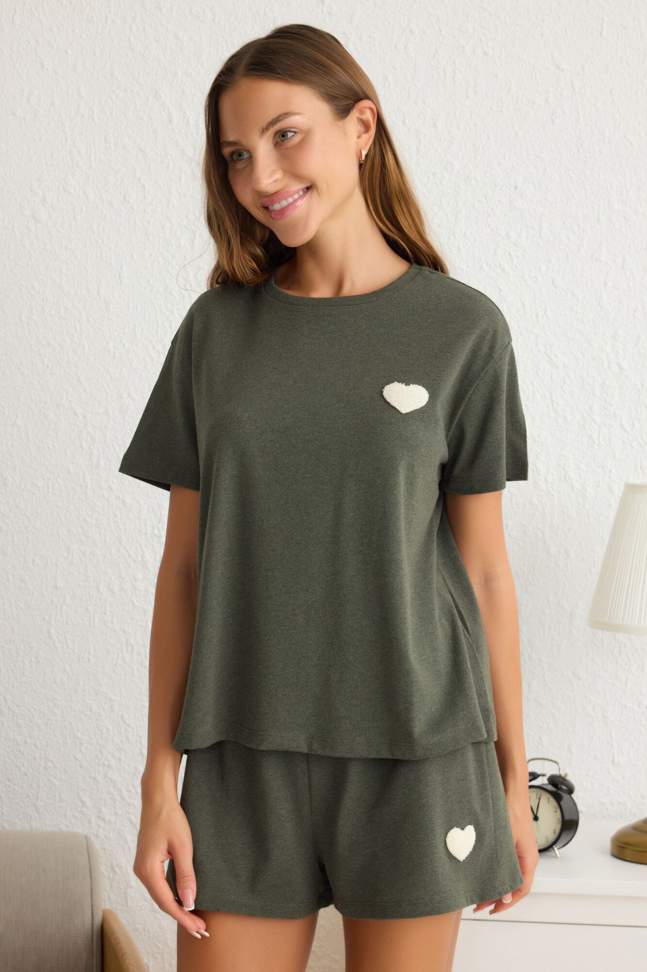 Trendyol Conjunto de pijama curto cora&ccedil;&atilde;o