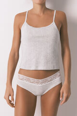 Women'secret Braga cl&aacute;sica ancha algod&oacute;n gris estampado rayas   estampado