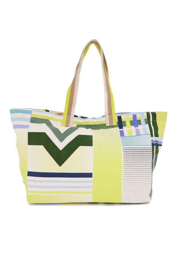 Womensecret Bolsa de playa con estampado geométrico verde