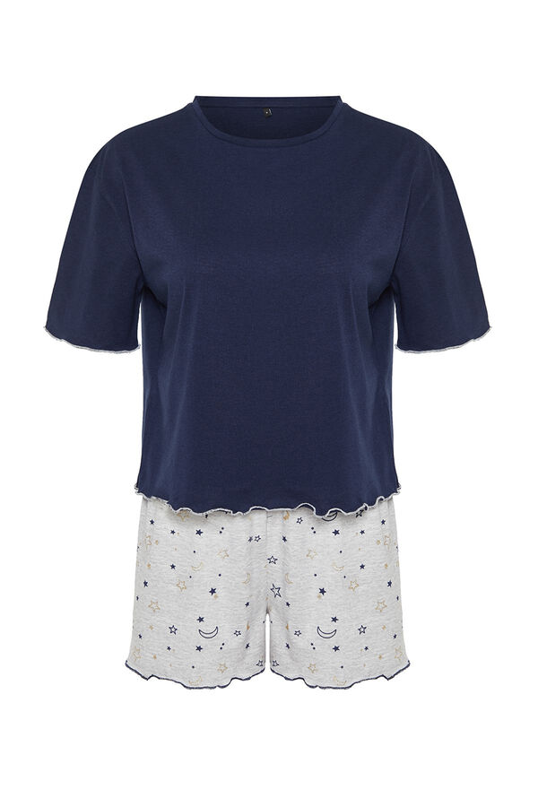Trendyol Conjunto de pijama azul marinho com estampado galáctica e calças  azul