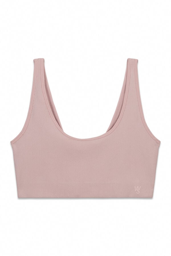 Women'secret Top liso sem costura rosa rosa
