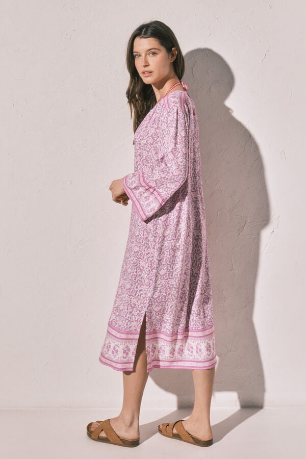 Women'secret Camisola comprida estampado sanefa de flores rosa