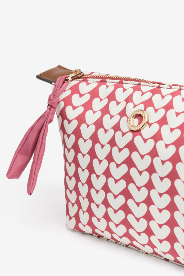 Vilanova N&eacute;cessaire estampado de cora&ccedil;&otilde;es vermelho
