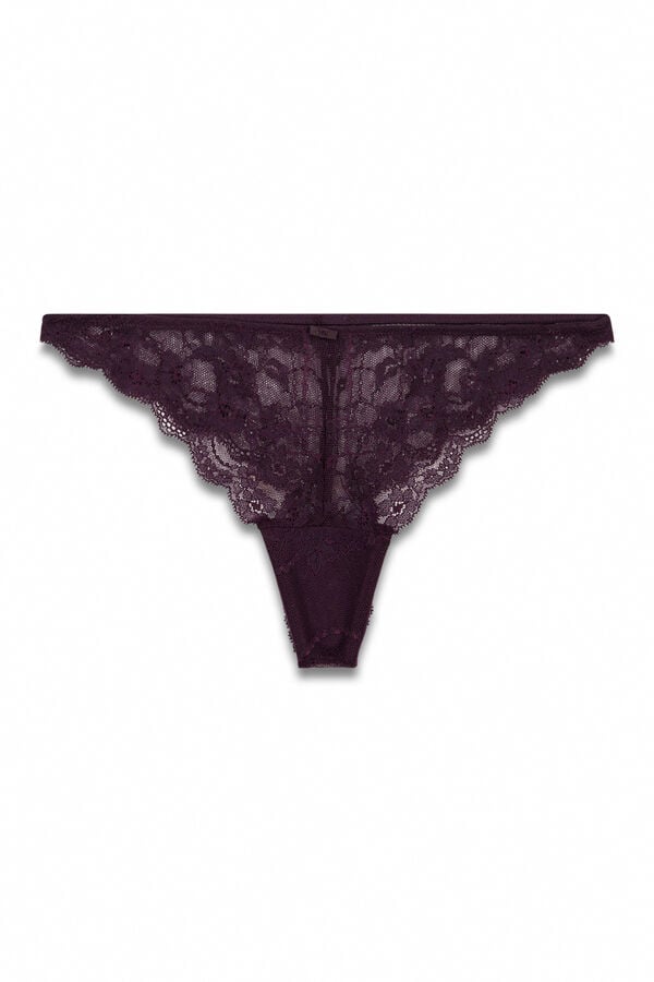 Women'secret Tanga de renda roxa rosa
