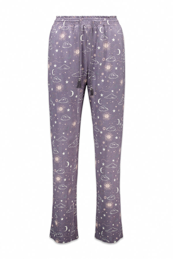 Women'secret Cal&ccedil;a comprida 100% algod&atilde;o com estampado astral cinzento