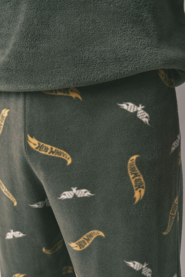 Women'secret Pijama comprido masculino polar verde Hotwheels bege