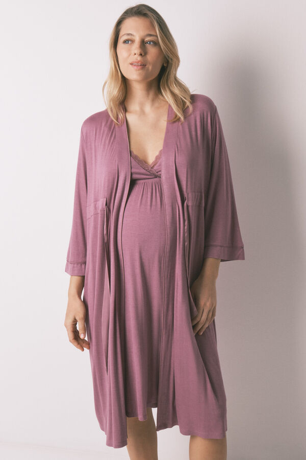 Women'secret Robe maternity com cinto rosa rosa