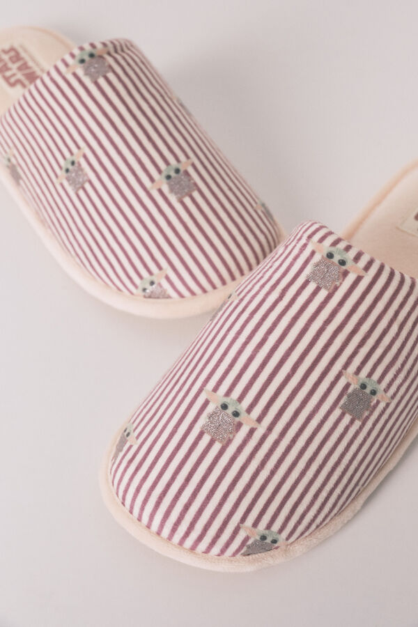 Women'secret Chinelos de quarto Grogu &agrave;s riscas vermelho