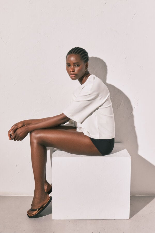 Women'secret T-shirt em felpa estampado "Club del Mar" branca bege