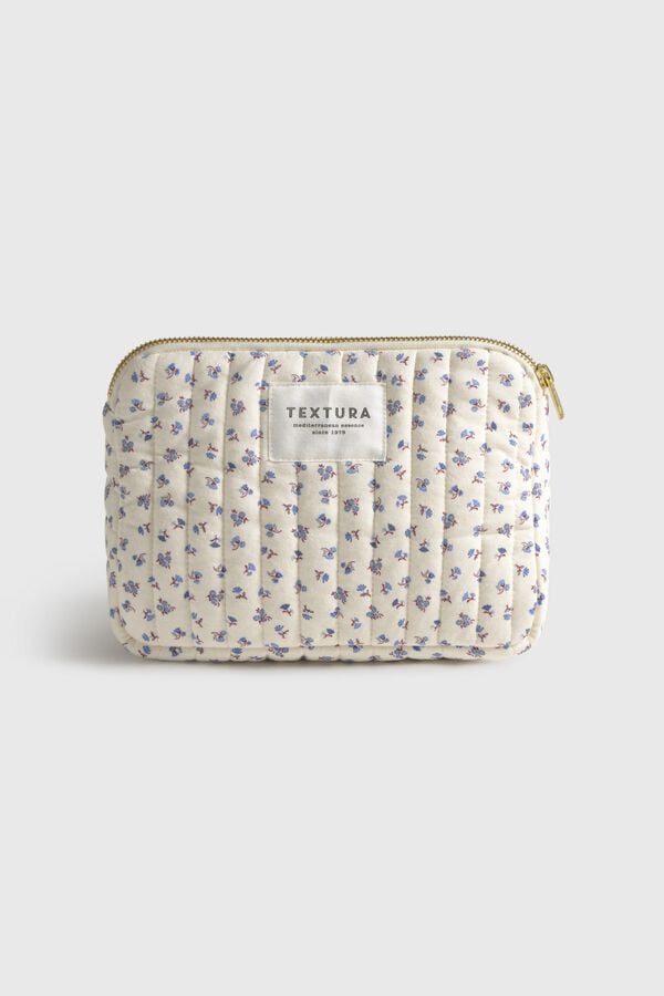 Textura N&eacute;cessaire acolchoado de flores azul