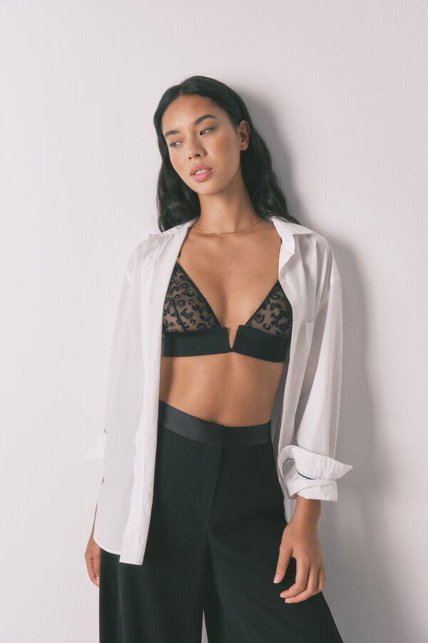 Women'secret Soutien de tule bordado met&aacute;lico preto preto