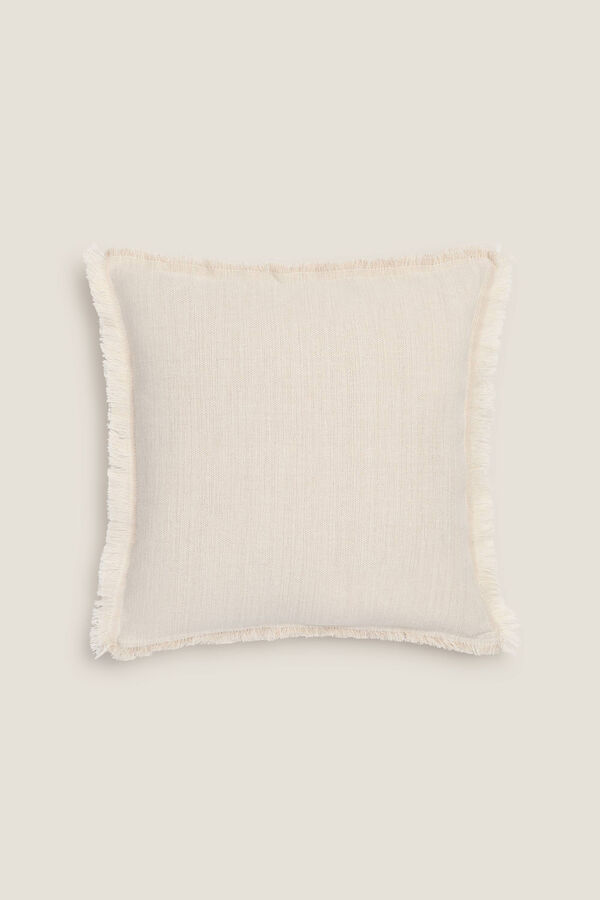 Womensecret Fringed fabric cushion cover beige