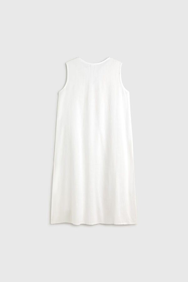 Textura T&uacute;nica de praia em algod&atilde;o bordada branco