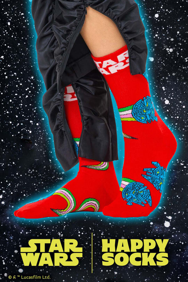 Happy Socks Calcetines Star Wars Halcón milenario rojo