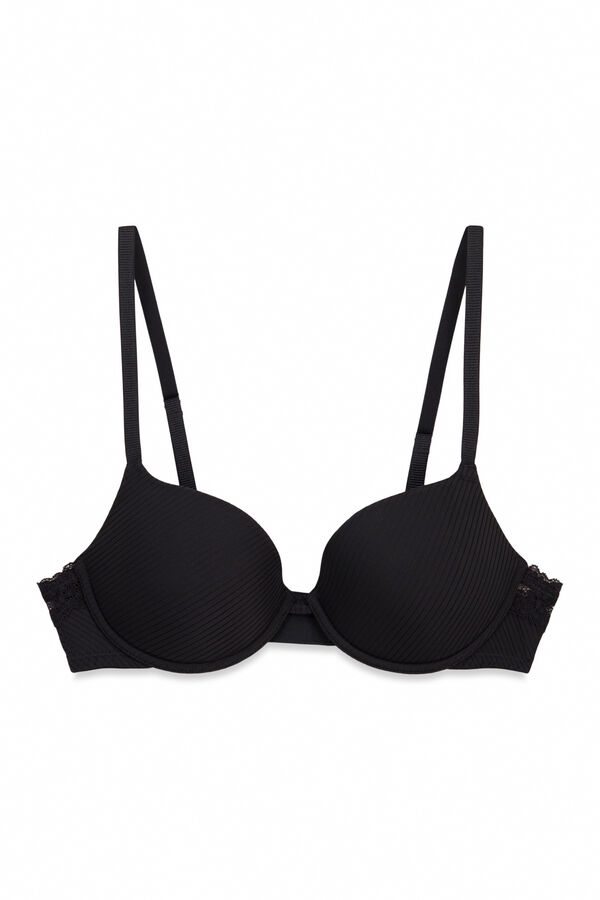 Women'secret Sujetador cl&aacute;sico microfibra rayada negro BEAUTIFUL negro