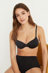 Women'secret BEAUTIFUL Soutien com enchimento de microfibra preto