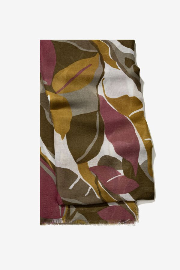 Vilanova Len&ccedil;o folhas tons mostarda estampado