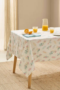 Womensecret Floral stain-resistant cotton tablecloth brown