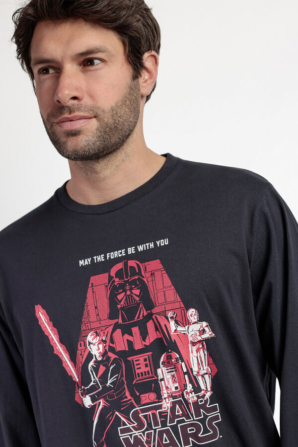 Admas Pijama comprido Star Wars 100% algodão para homem cinzento