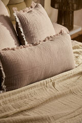 Calma House Capa de almofada retangular de musselina de algod&atilde;o em tons de pedra cinzento