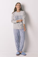 Women'secret Pijama comprido em algodão da Mickey cinza cinzento