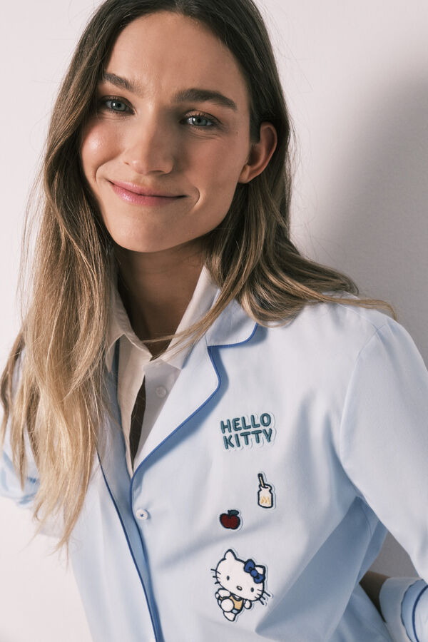 Women'secret Pijama camiseiro Hello Kitty em algod&atilde;o azul azul