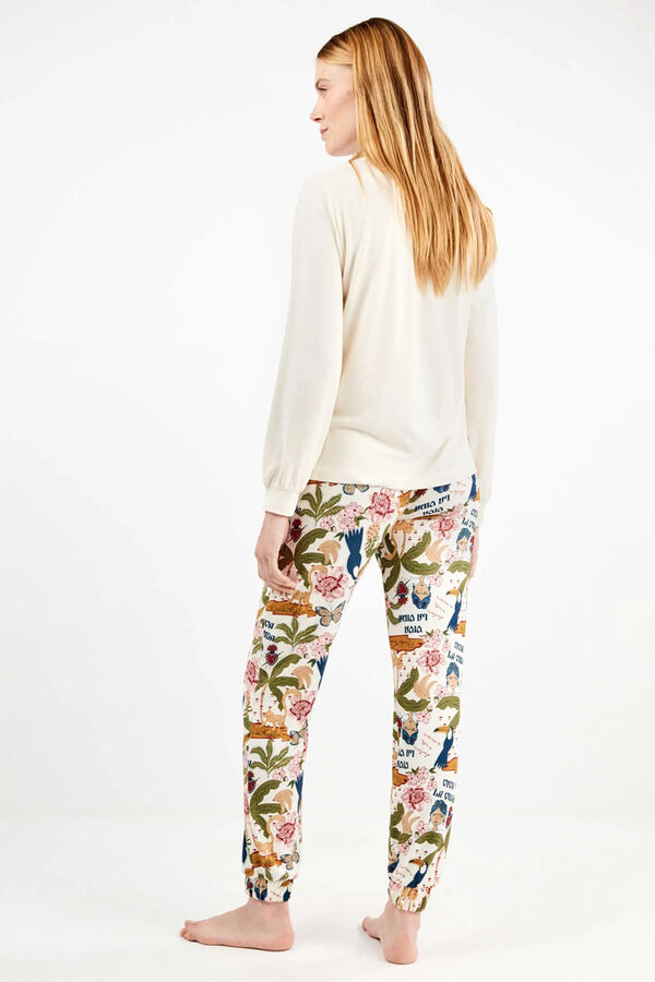 Gisela Conjunto de pijama de malha Frida Kahlo bege